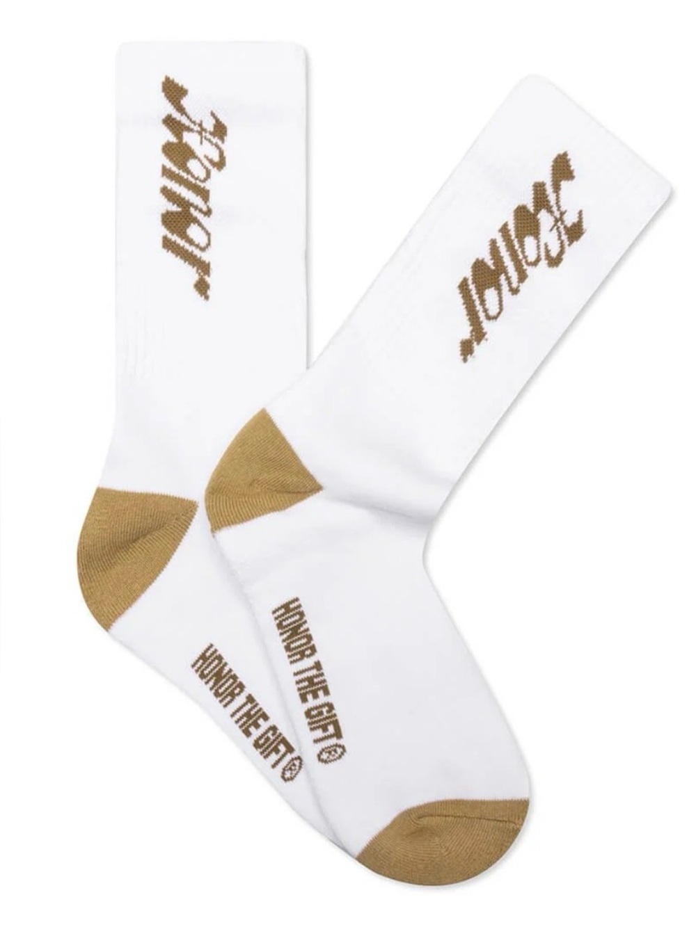 Honor The Gift Men's Crew Socks in Mustard/White OS